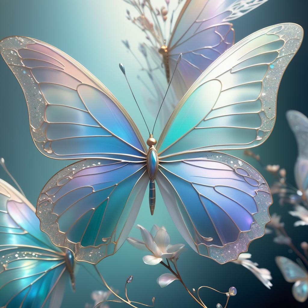 Ethereal 3D Butterfly with Japanese Influences