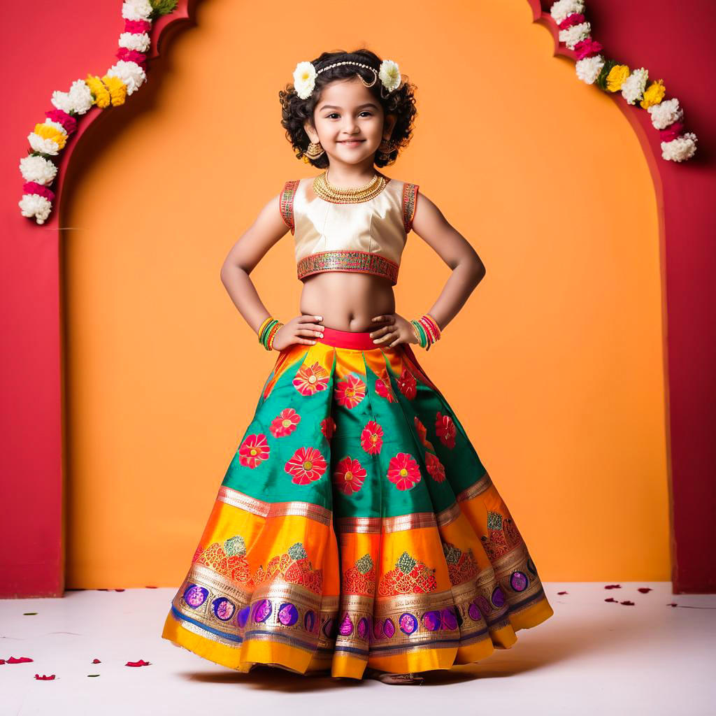 Excited Girl in Vibrant Chaniya Choli