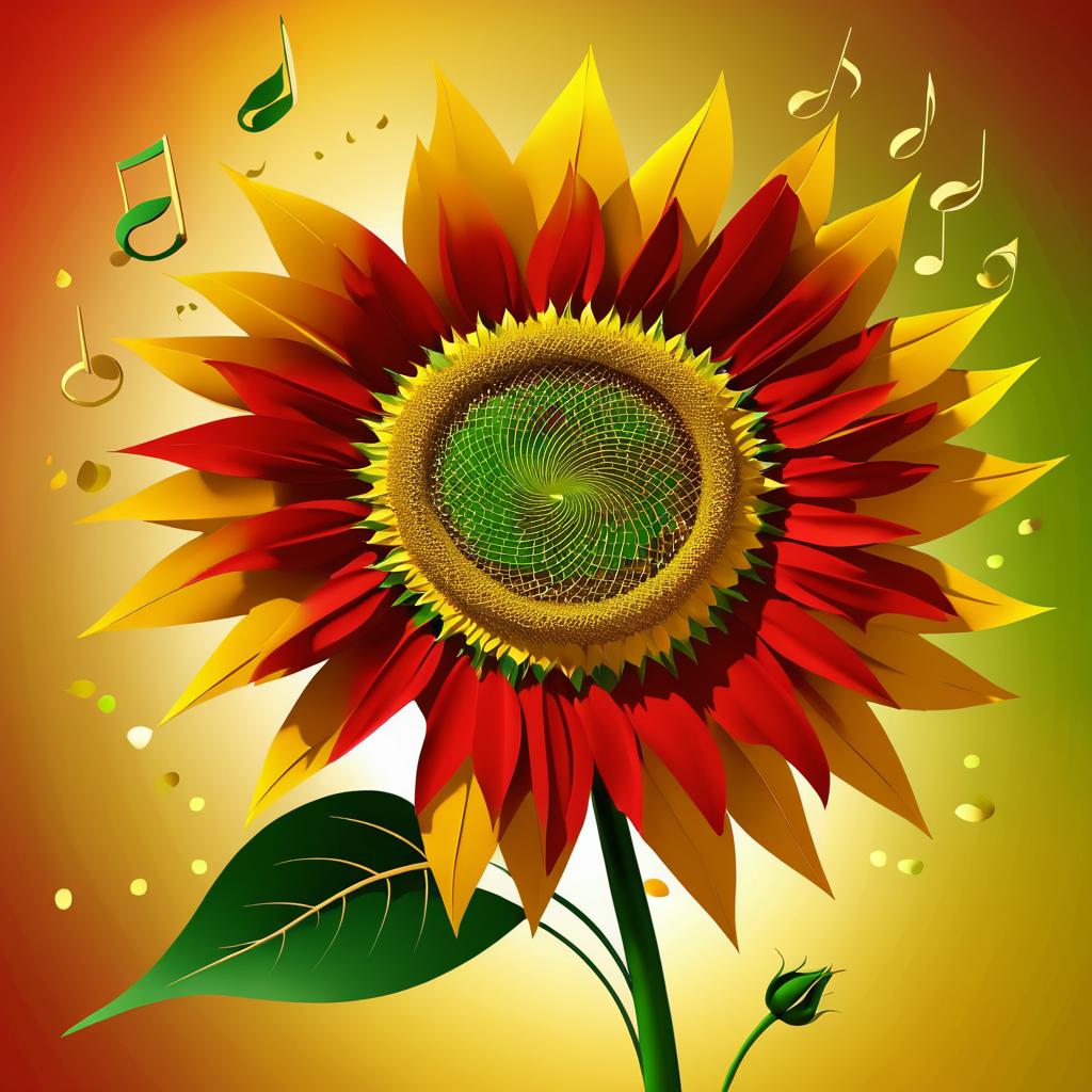 Elegant Autumn Sunflower with Musical Notes