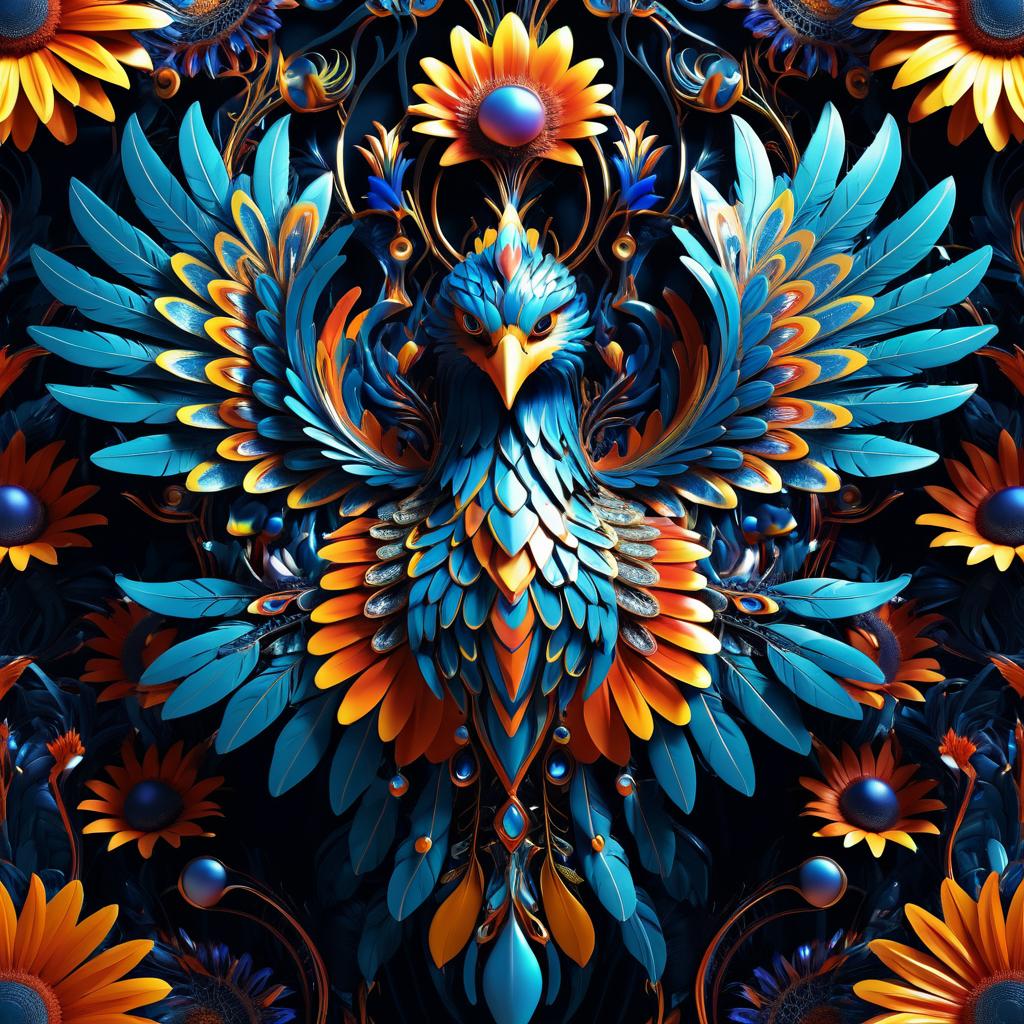 Majestic Phoenix in Biomechanical Art