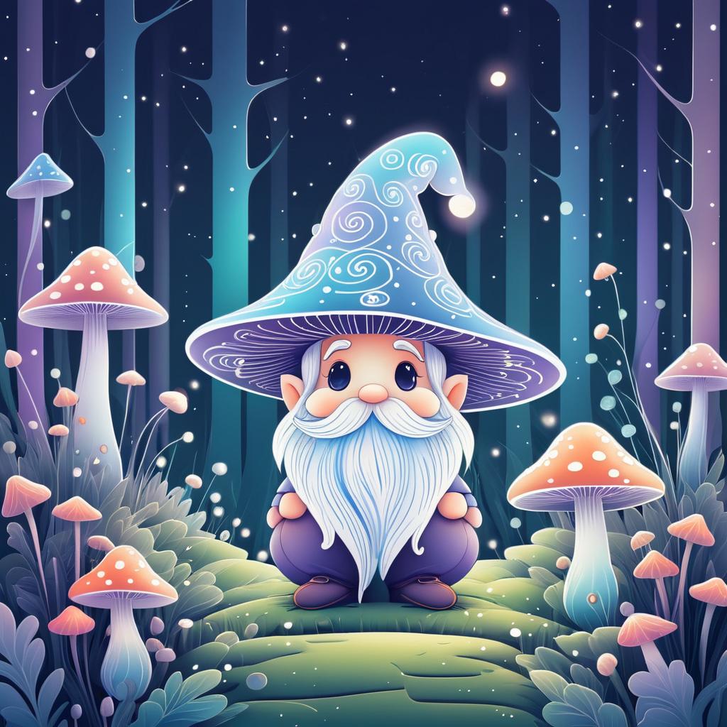 Whimsical Mushroom Gnome Illustration