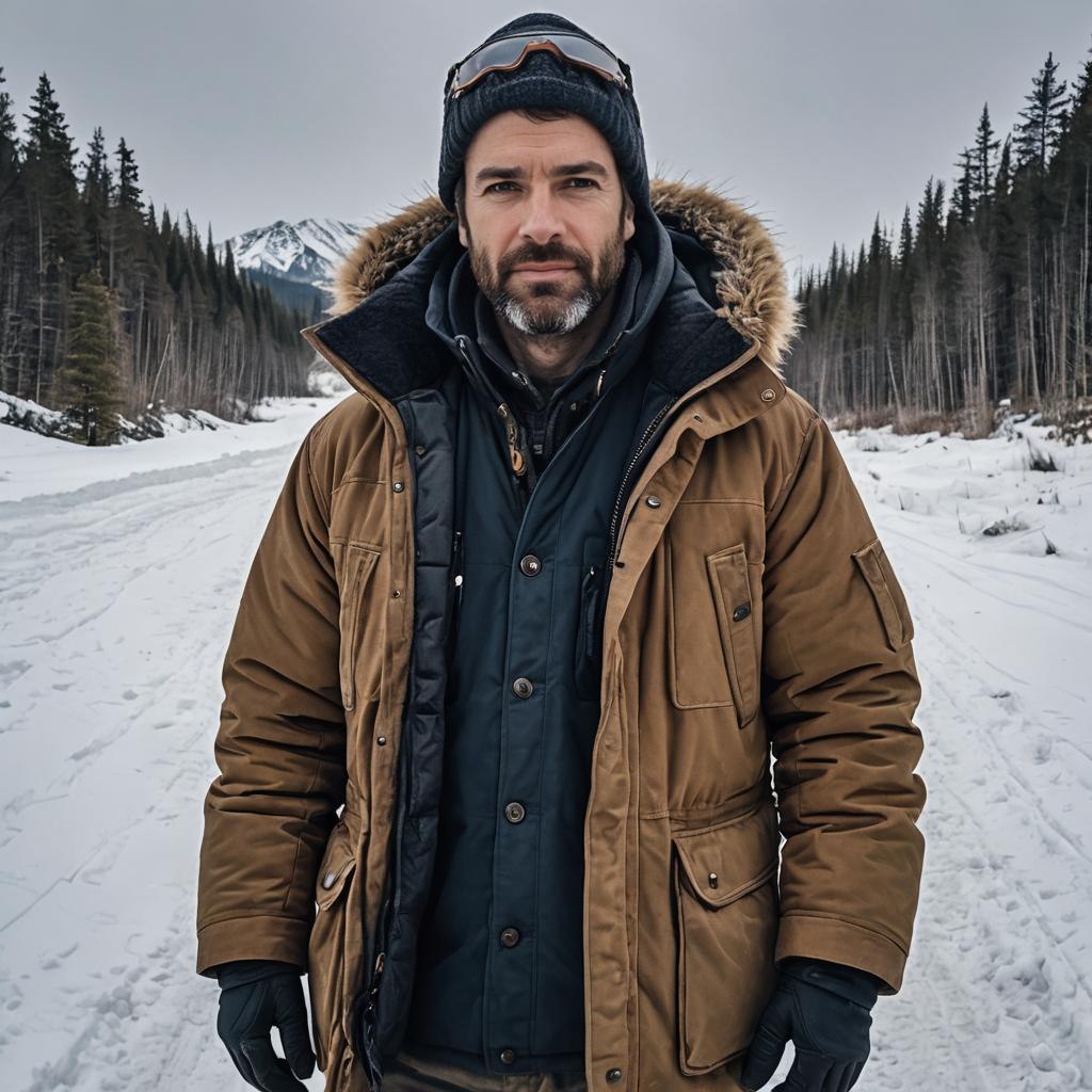 Rugged Man in Winter Wear Portrait