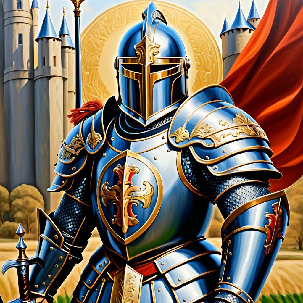 Valiant Knight: A Heroic Oil Painting