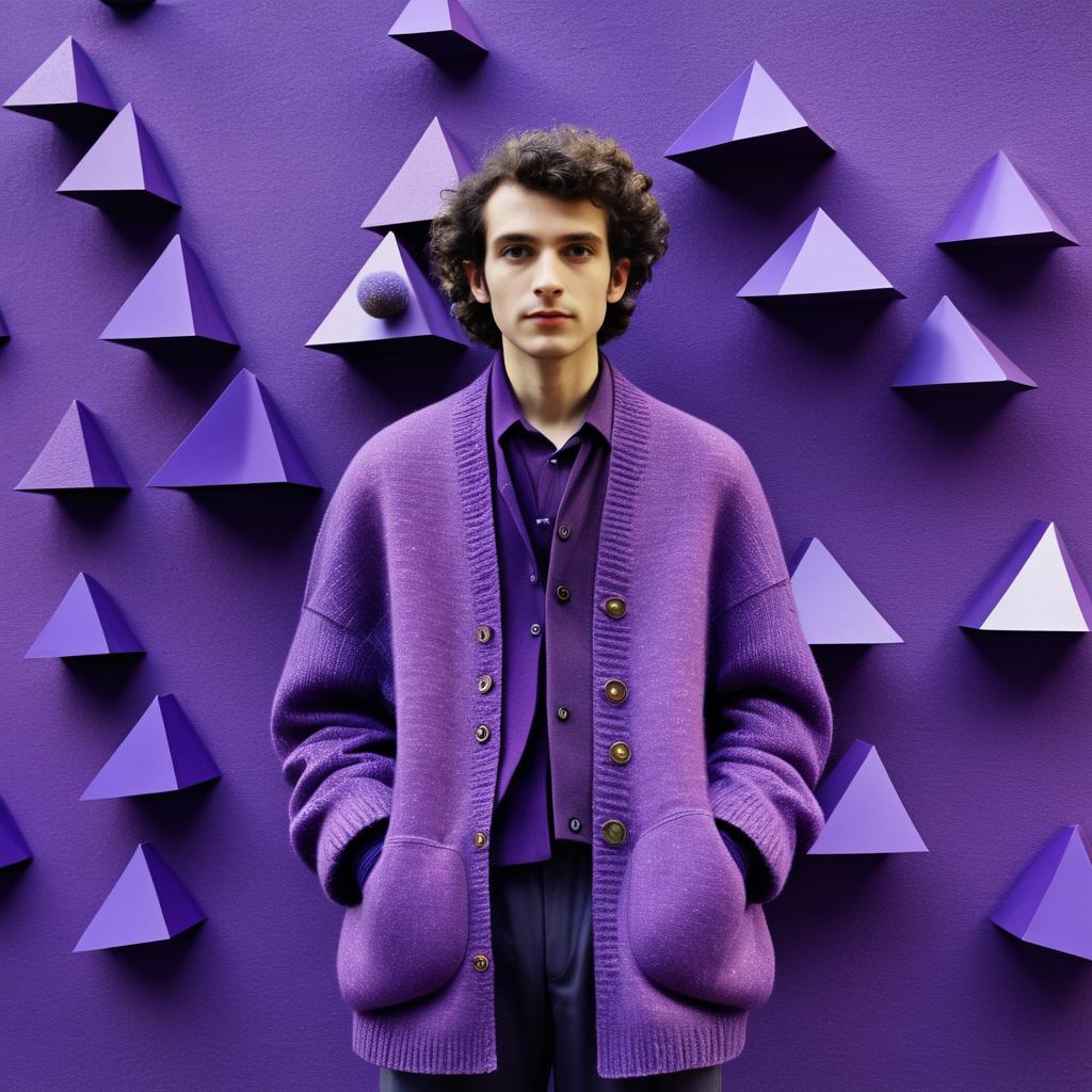 Surreal Suburban Style in Purple Cardigan