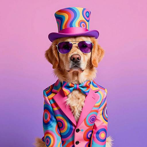 Psychedelic Golden Retriever with Style