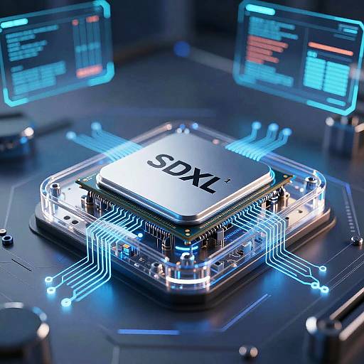 High-Tech Sleek Processor in Sci-Fi Lab