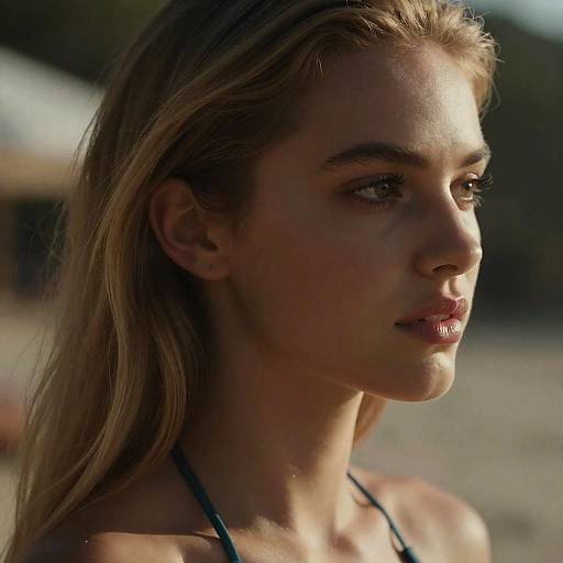 Blonde Woman in Bikini Side Profile