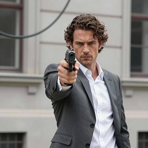 Determined Man Brandishing Handgun