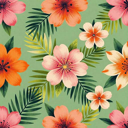 Vibrant Tropical Floral Wallpaper