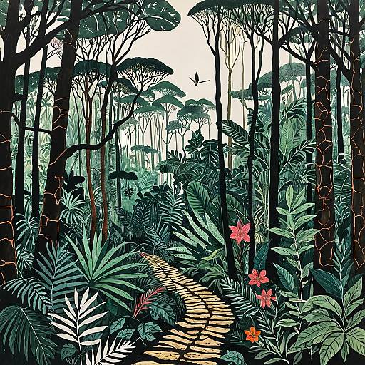 Surreal Jungle Canopy in Kahlo Gouache