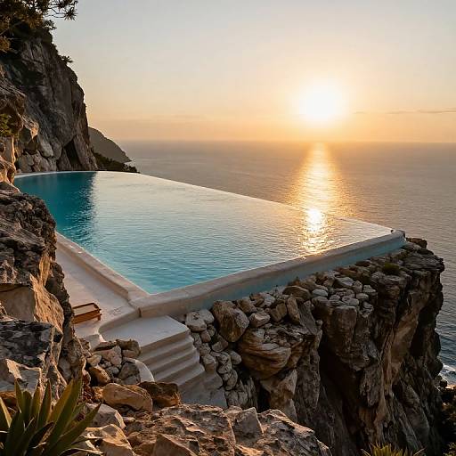 Sunlit Infinity Pool on Cliff