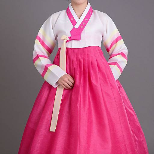 Graceful Woman in Vibrant Hanbok