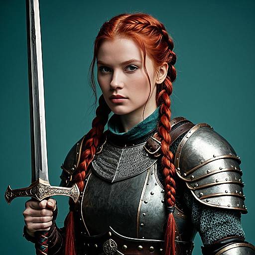 Fierce Female Warrior Portrait in Armor