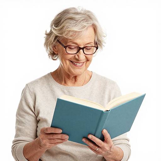 Happy Grandma Reading Book Stock Photo