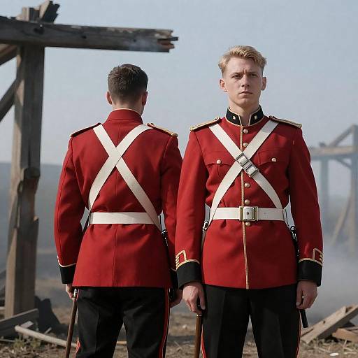 Dramatic Military Portrait in Ruins