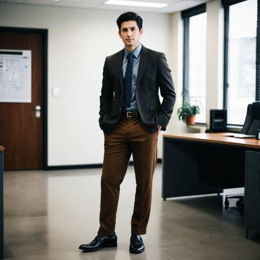 Young businessman standing confidently in modern office
