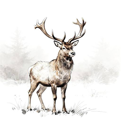 Charcoal Stag in Misty Forest