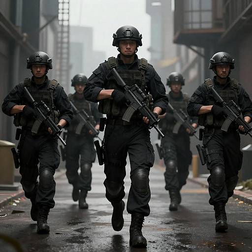 Dystopian Soldiers in Industrial Alley