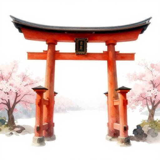Baroque Style Japanese Torii Landscape