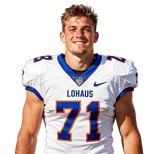 Smiling Football Player in White Jersey