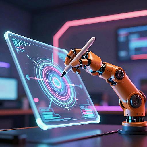 AI Robotic Arm Creating Futuristic Art