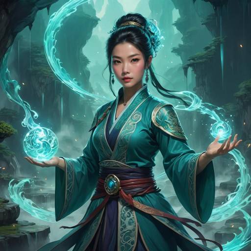 Enchanting Female Mage in Mystical Cave Enchanting Female Mage in Mystical Cave