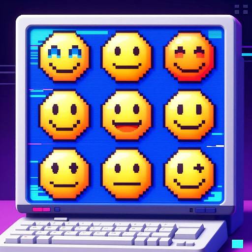 Pixel Art AI Emojis on Retro Screen
