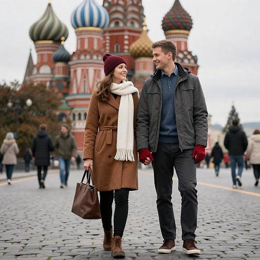 Romantic Stroll in Front of St. Basil's