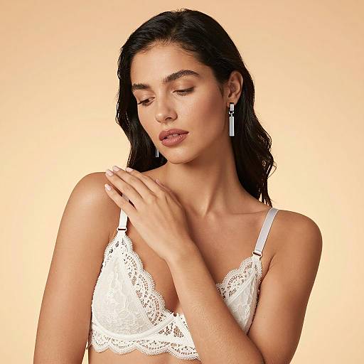 Elegant Woman in Lace and Earrings