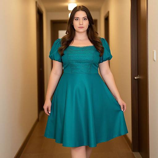 Plus Size Woman in Teal Dress