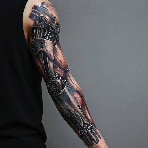 Biomechanical Robotic Sleeve Tattoo Design