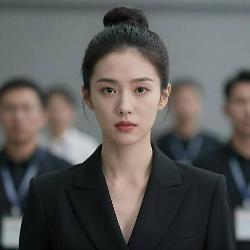 Serious Asian Woman in Black Blazer