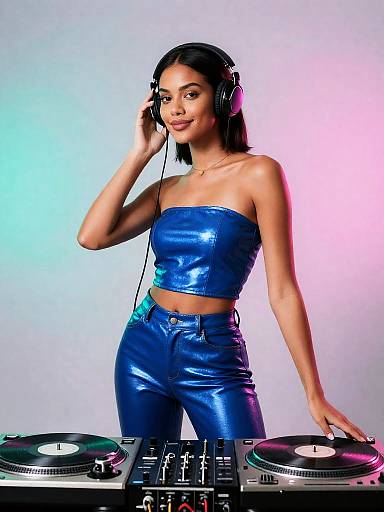 Metallic Blue Club DJ Portrait