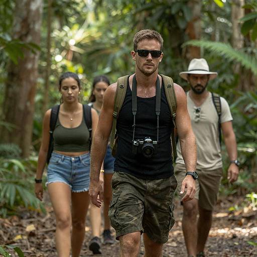 Adventurous Jungle Trekking Scene