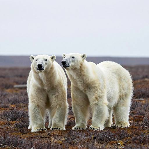 Polar Bears Roaming Arctic Tundra
