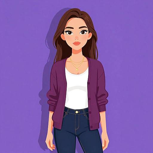 Casual Woman in Maroon Cardigan