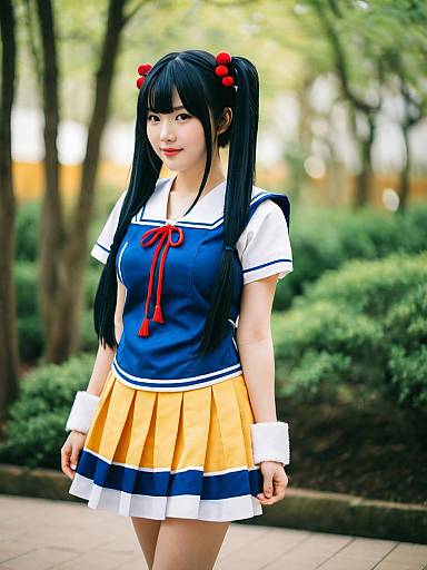 Lifestyle costume photo of Monoko. Cosplay clothes