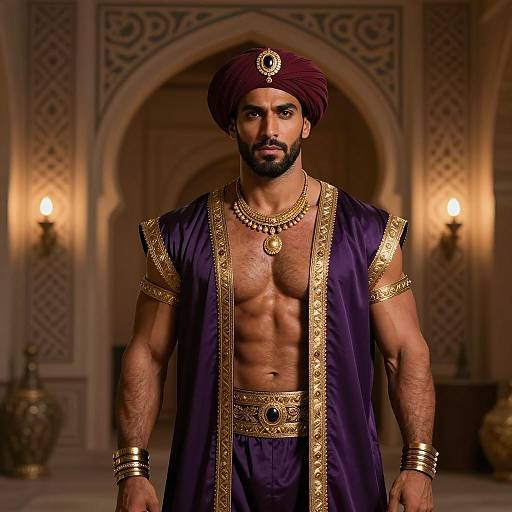 Muscular Middle Eastern Man in Ancient Persian Costume