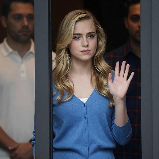 Concerned Woman Behind Glass Door