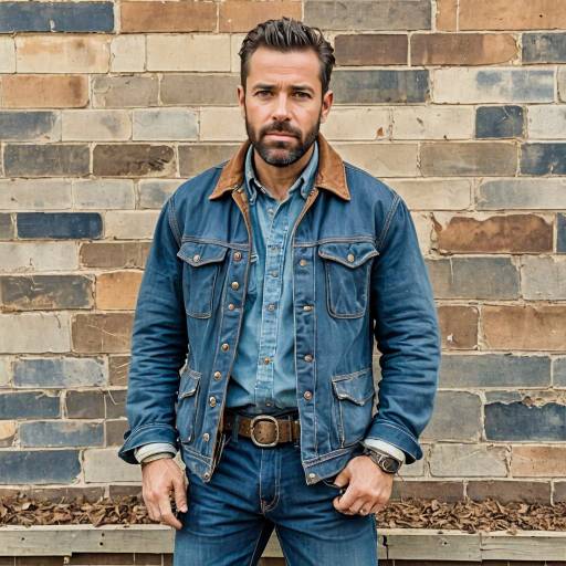 Rugged Man in Country Outfit by Brick Wall