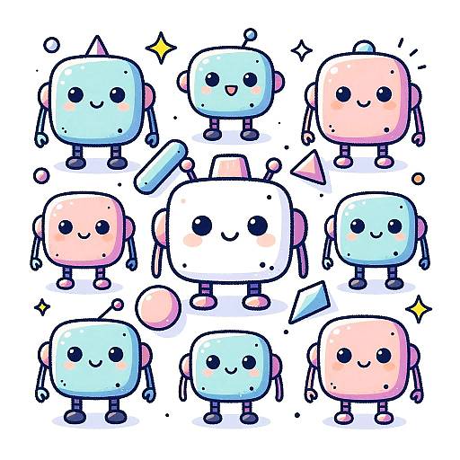 Whimsical AI Robot Doodles