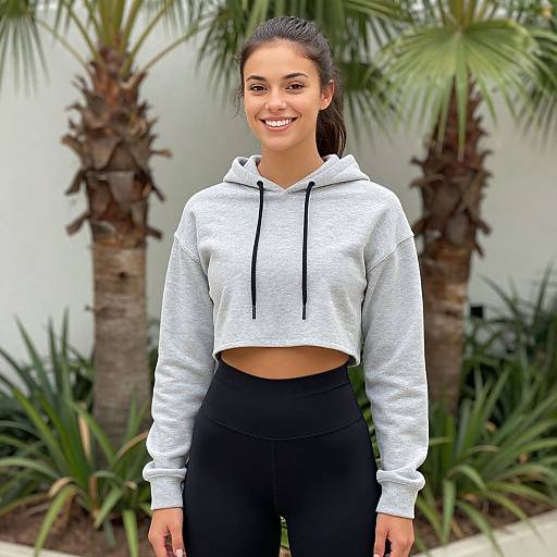 Smiling Woman in Casual Activewear