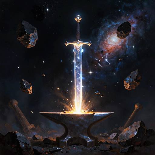 Celestial Blacksmith Forging Starlight Sword