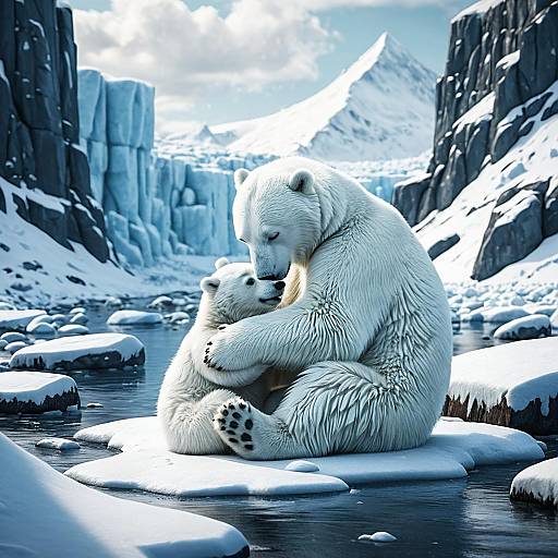 Pixar-Style Polar Bear and Cub Embrace