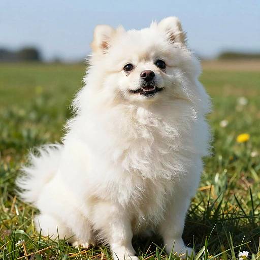 Volpino Pomerania on Green Meadow