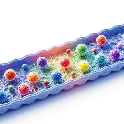 Scientific Illustration of Particles Diffusing Through Semi-Permeable Membrane