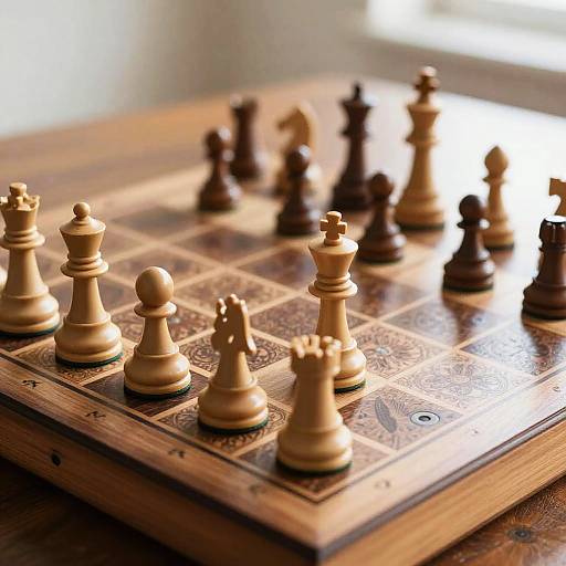 Colorful Chess Pieces on Classic Board