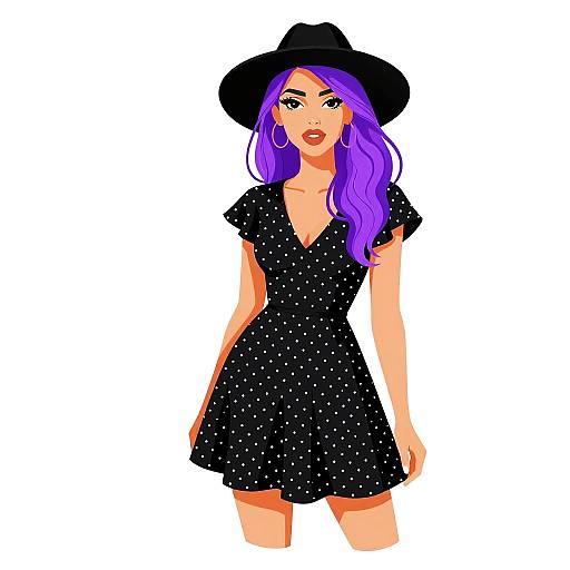 Bohemian Woman in Polka Dot Dress