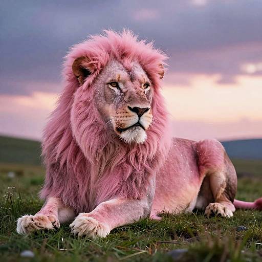 Majestic Pink Lion on Hill