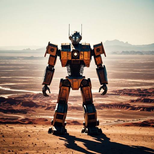 Colossal Robot Guarding Desert Landscape